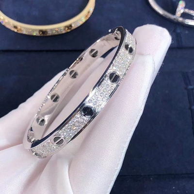 High End Jewelry 18K Gold Car Tier LOVE Bracelet Diamond Paved For Women'S
