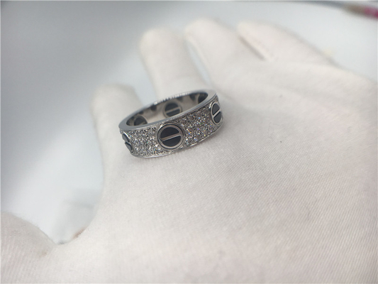 B4207600 18K सफेद सोने के आभूषण हीरे / सिरेमिक के साथ प्यार की अंगूठी With