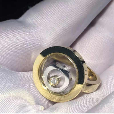 18K Gold Chopard Happy Spirit Ring , Heart Shape Natural 0.1 Carat Diamond Ring