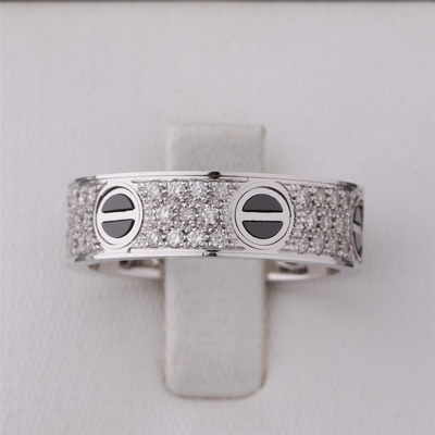 Classic LOVE RING Full DIAMOND-PAVED CERAMIC WHITE 18K GOLD DIAMONDS