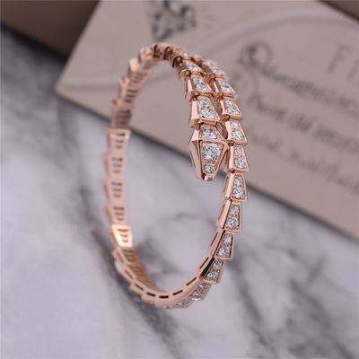 गुणवत्ता  Luxury Closet Rose Gold Bracelet Serpenti Viper one-coil full diamond Snake Bangle 353792 फैक्टरी