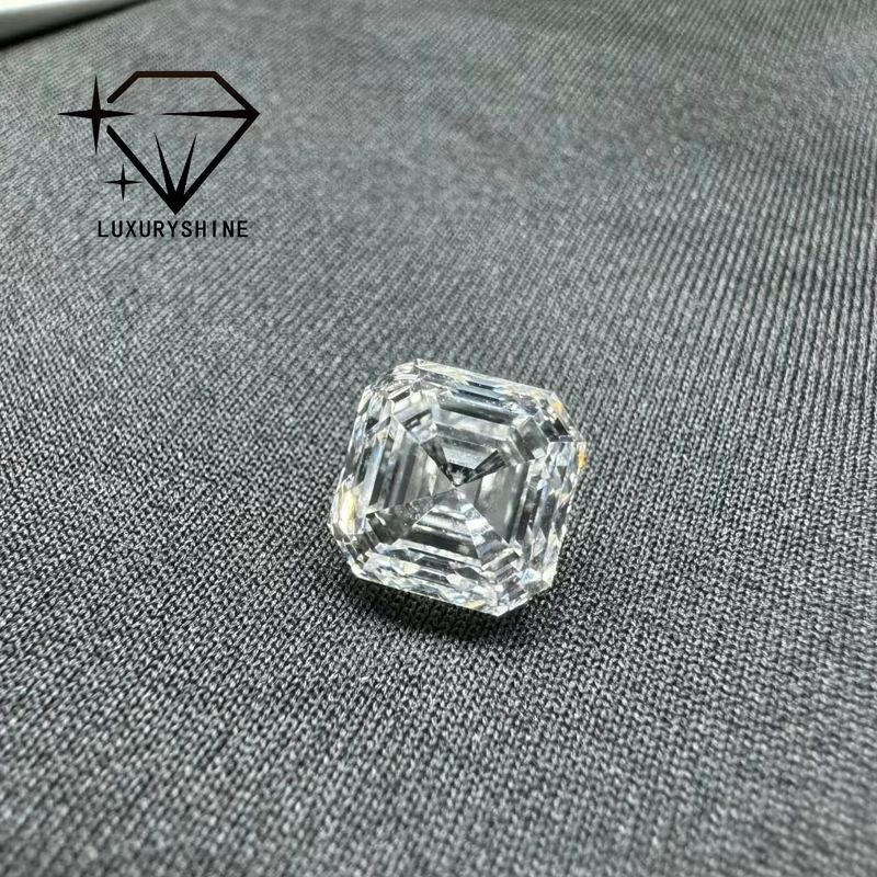गुणवत्ता LuxuryShine VVS-VS 0.1-10CT Asscher Shape Lab बढ़ी हुई हीरा D-F रंग सफेद हीरा IGI प्रमाण पत्र के साथ 3EX कट स्टोन कारखाना