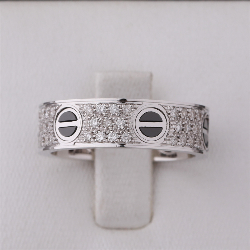 Classic LOVE RING Full DIAMOND-PAVED CERAMIC WHITE 18K GOLD DIAMONDS