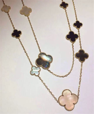 गुणवत्ता 16 Motifs 18k Van Cleef और Arpels मैजिक अल्हाम्ब्रा लॉन्ग नेकलेस वाइट ग्रे मदर ऑफ़ पर्ल गोमेद कारखाना