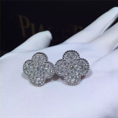 गुणवत्ता वैन क्लीफ अर्पेल्स मैजिक अल्हाम्ब्रा झुमके 18k सफेद सोने और गोल हीरे कारखाना