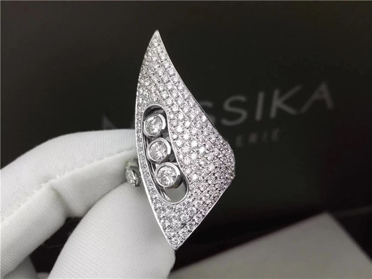 गुणवत्ता 18K व्हाइट गोल्ड डायमंड रिंग्स, हॉर्न डिज़ाइन के साथ महिलाओं की शादी की सगाई के छल्ले कारखाना