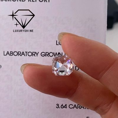 गुणवत्ता LuxuryShine VVS-VS 0.1-10CT Asscher Shape Lab बढ़ी हुई हीरा D-F रंग सफेद हीरा IGI प्रमाण पत्र के साथ 3EX कट स्टोन कारखाना
