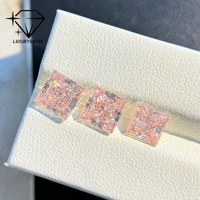 LuxuryShine 1-10CT राजकुमारी आकार फैंसी गुलाबी लैब बड़े हीरे VVS-VS ढीले हीरे आईजीआई प्रमाण पत्र के साथ अनुकूलित गहने