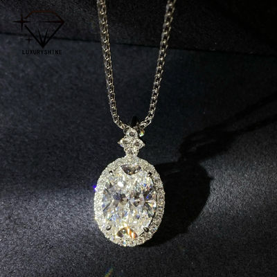गुणवत्ता 18K गोल्ड ओवल लैब में उगाया गया डायमंड पेंडेंट VVS1-VS1 0.3-3.0ct कारखाना