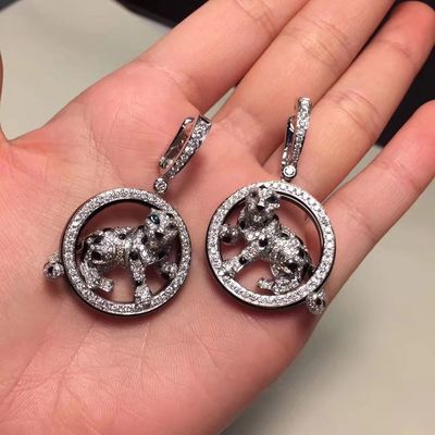 गुणवत्ता डायमंड्स 18K गोल्ड इयररिंग्स ज्वेलरी Panthère De White Gold Emeralds Jade Onyx कारखाना