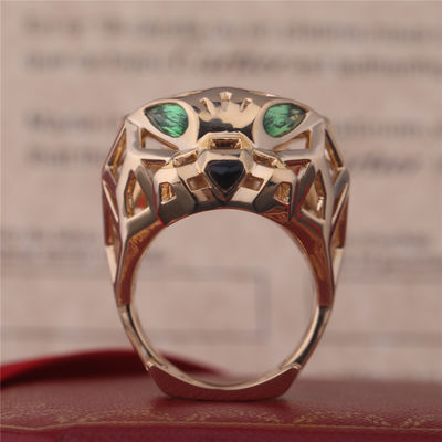 गुणवत्ता Panthère De Cartier Ring येलो गोल्ड Tsavorite Garnets Onyx कारखाना